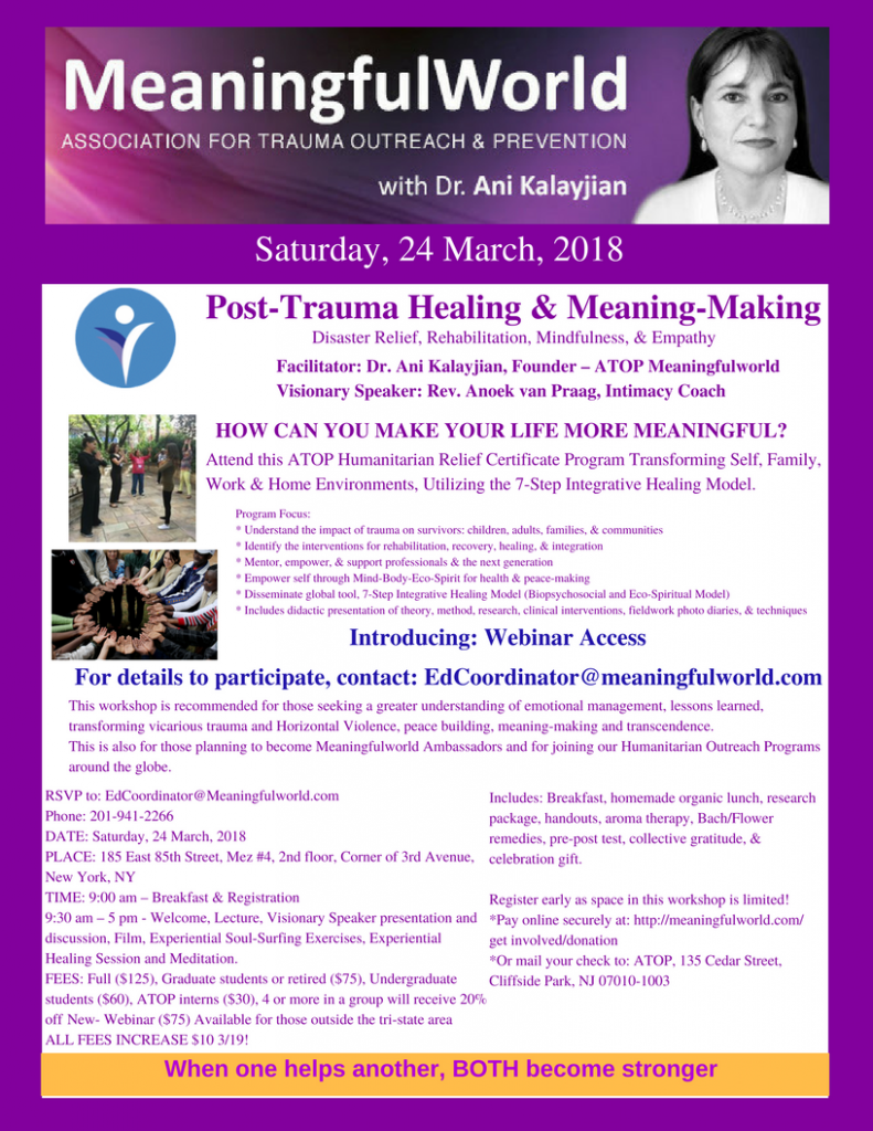Meaningful World 24 March Post Trauma Healing Meaning Making Kindly RSVP 2018 791x1024